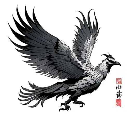 Top View Of A Chinese Phoenix Flying