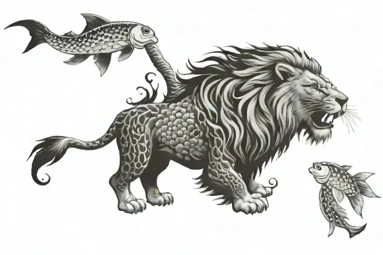 Lion And Koi Fish