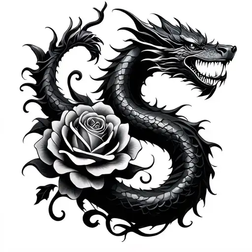 Rose And Dragon Coiled