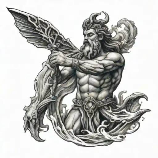 Poseidon With Water And Fish