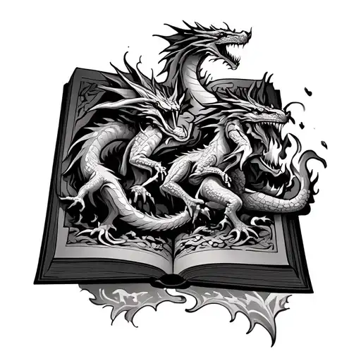 Book With Fire Breathing Dragons Coming Out