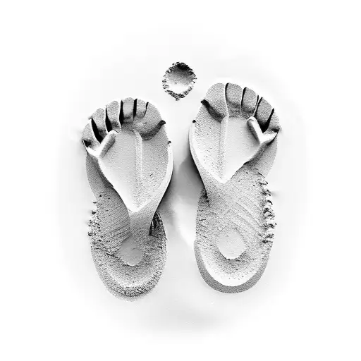 Footprints In Sand On Beach