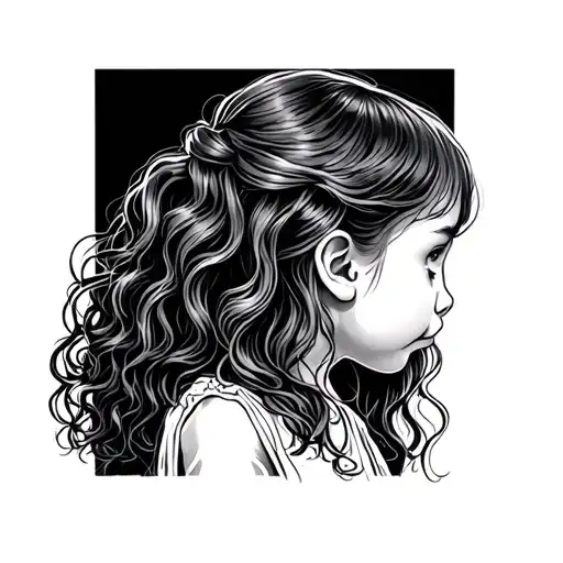 Little Girl Side Profile With Long Wavy Hair
