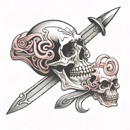 Pink Skeleton Skull Knife