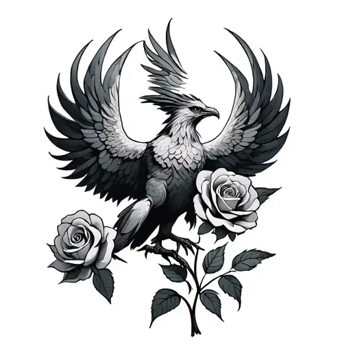 Phoenix Holding A Rose Growing