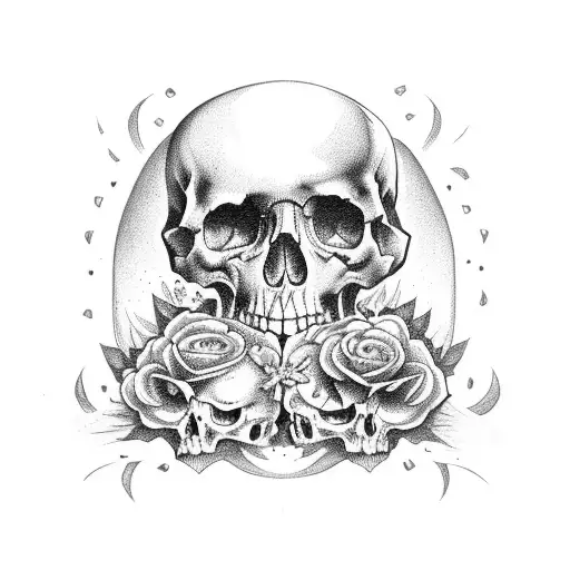 Hourglass With Skulls And Flowers