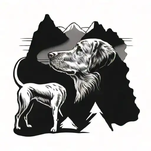 Mountain And Dog Playing