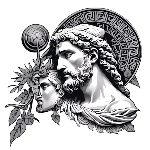 Greek Brother Memorial Tattoo Design Combining Libra