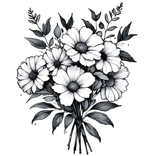 Birth Flower Bouquet Tattoo December And August Birth Flower Minimalist
