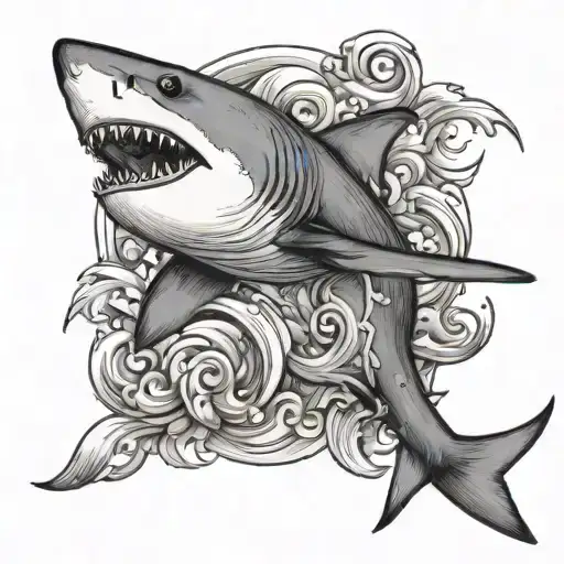 A Shark Wearing A Floaty