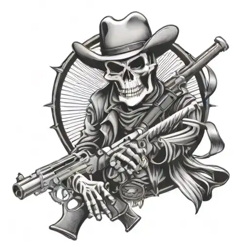 Skeleton Cowboy With Revolver
