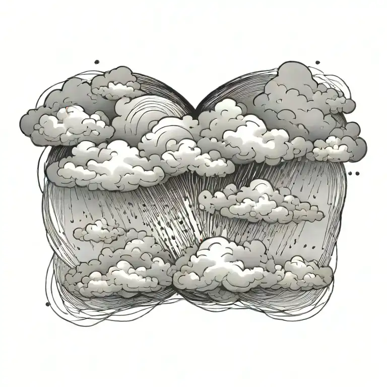 Cloud With Rain Tattoo On A Mans Left Chest And Upper Shoulder