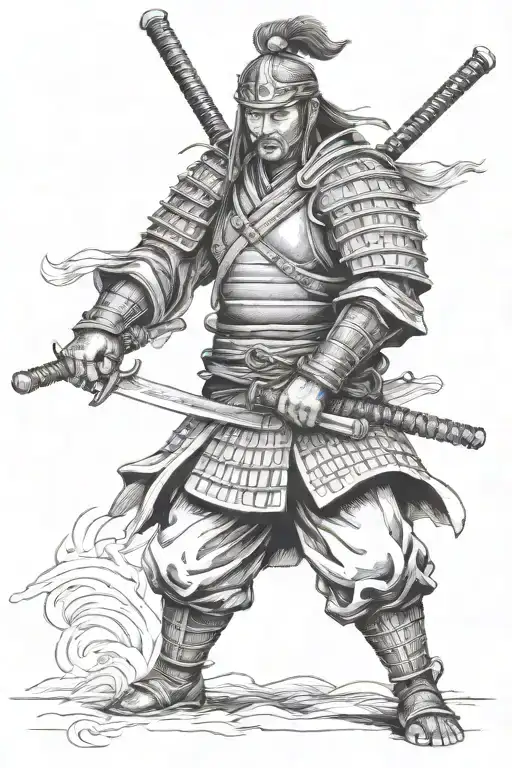 Samurai Warrior Wielding His Sword