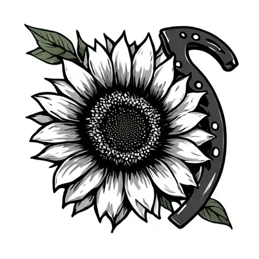 Open Horse Shoe And Sunflower