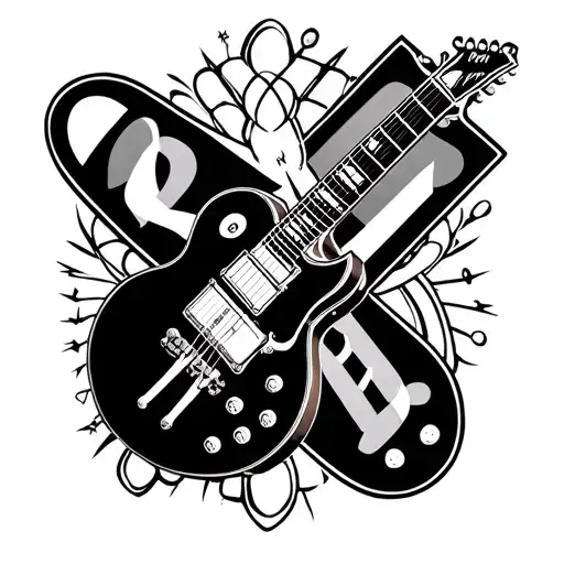 Les Paul Guitar And Overdose Awareness Ribbon