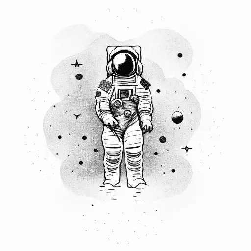 Astronaut With Space And Dragonfly