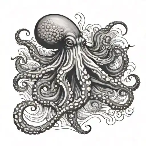 Octopus And Ocean Waves