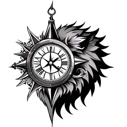 Compass Clock Forearm Lion Head