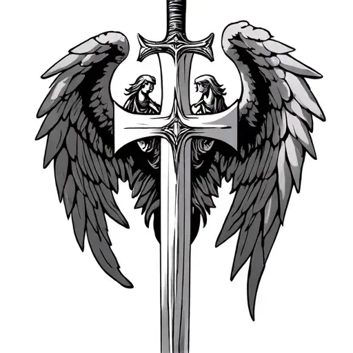 German Cross Angel With Sword