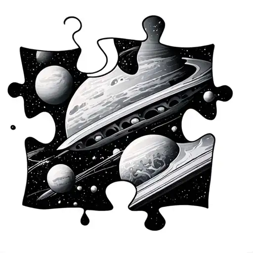 Autism Puzzel Piece Incorporating Space Elements