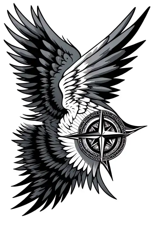 Wings Compass Tribal Patterns