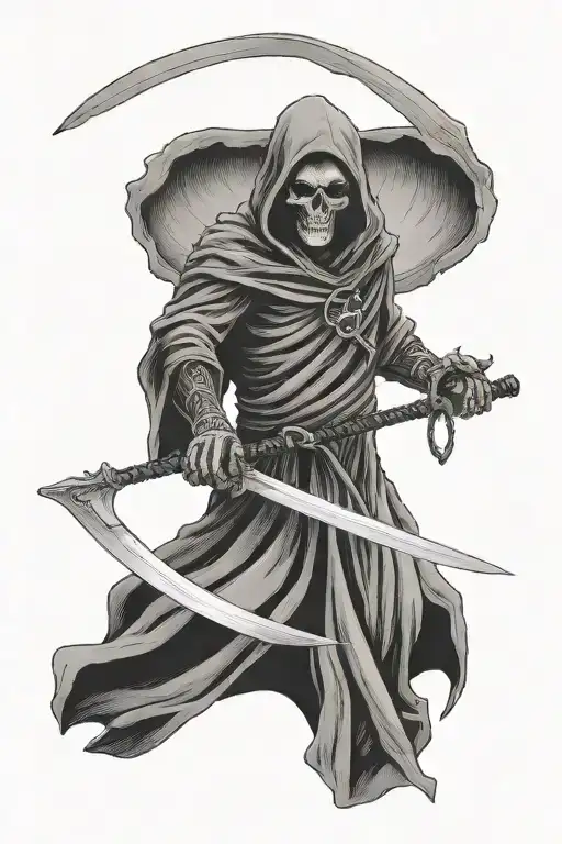 Grim Reaper Holding A Sword