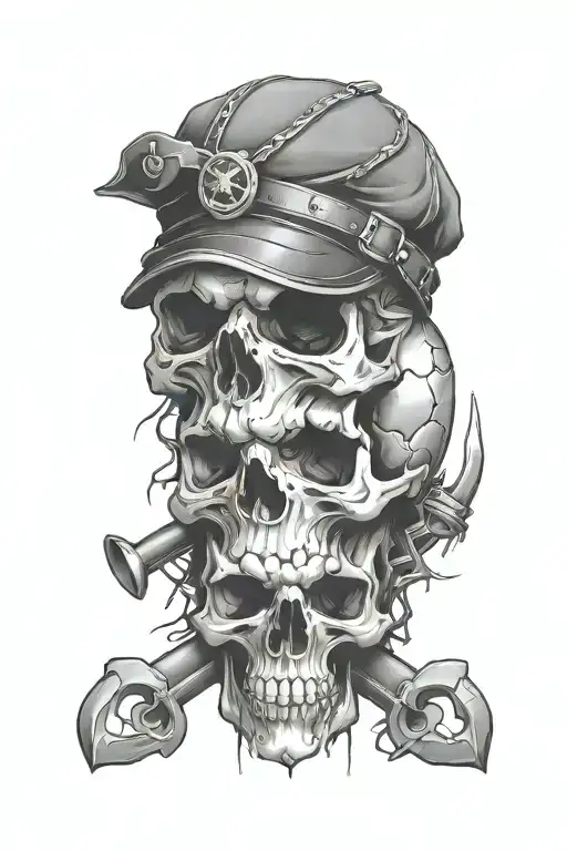 Skull Construction Themed Tattoo Design Featuring Paint