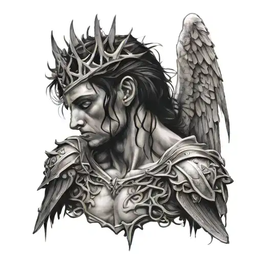 Fallen Angel Of Cabanel Full Sleeve With Crown Of Thorns