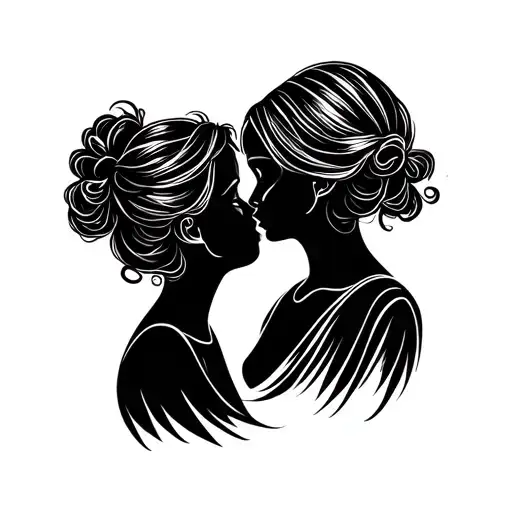 Minimalistic Tattoo Symbol Of A Young Sister Looking Up To Her Older Sister