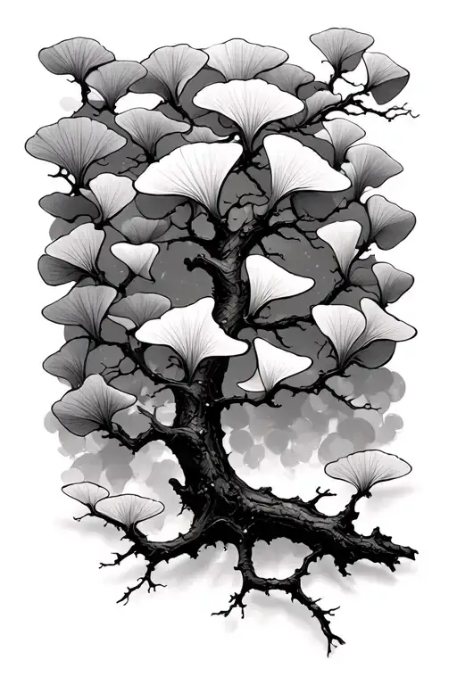 Ginkgo Tree Branch And Leaves