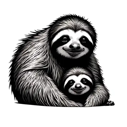 Mama And Baby Sloth