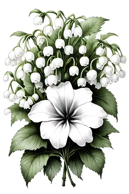 Bouquet Of Lily Of The Valley And Morning Glory Vine