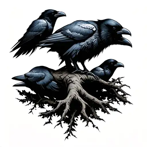 Nordic Tree With Ravens