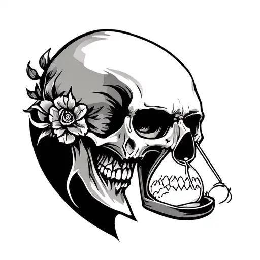 Head Of Death With Hourglass