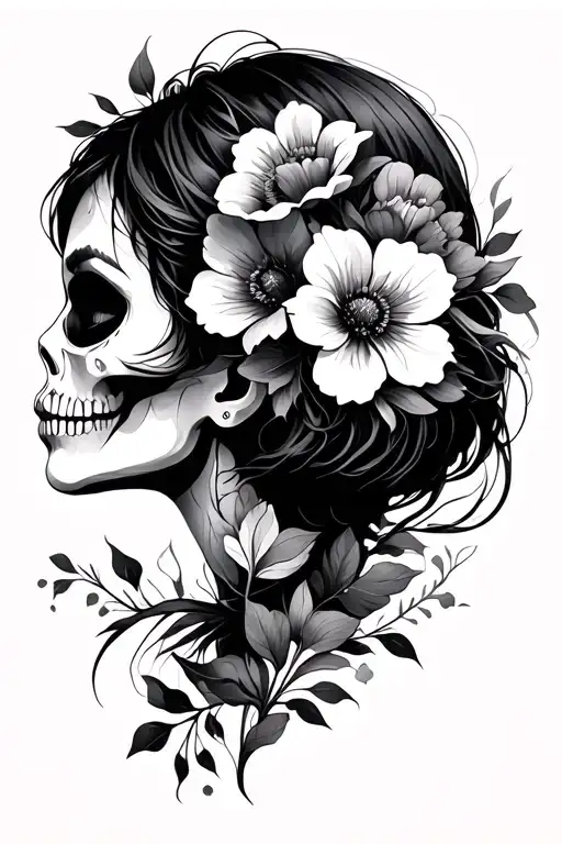 A Short Hair Muerta With Flowers