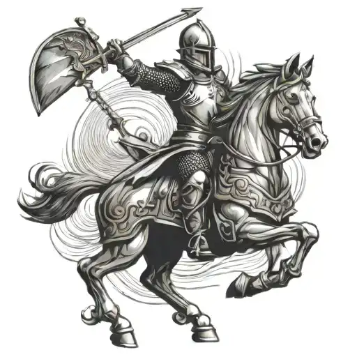 Knight On Horse With A Sword In The Hand Hight