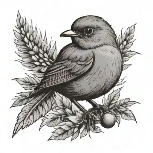 Robin Carrying Wheat