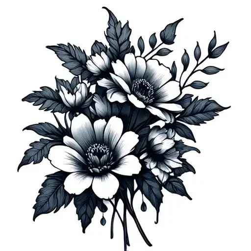 Fine Line Flowers Blooming