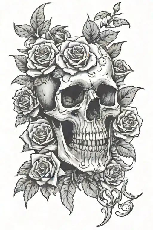 Skull And Roses And Roman Numerals