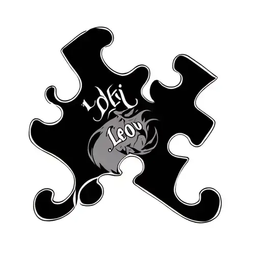 Two Puzzle Pieces With Names Loki And Leo In The Middle