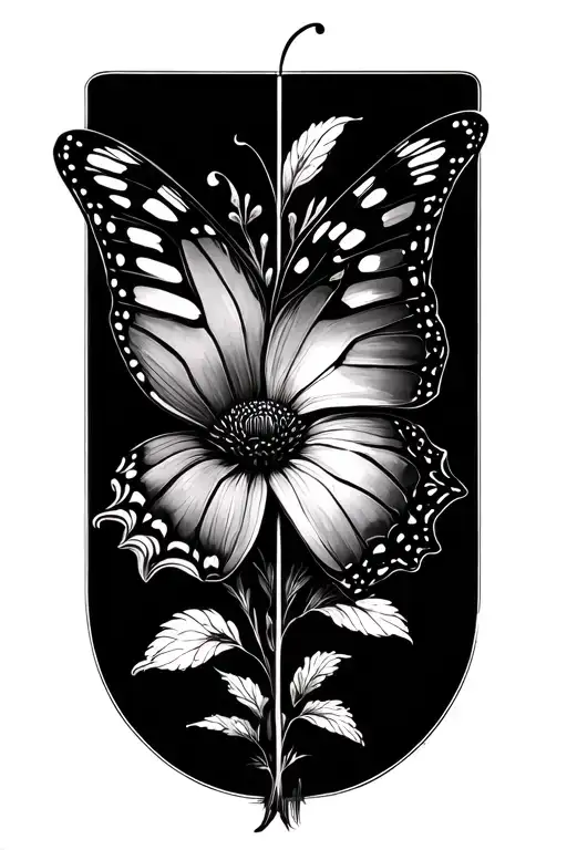 Half Flower Half Butterfly