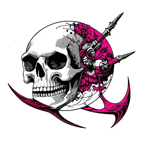 Sagittarius Pink Moon Skull