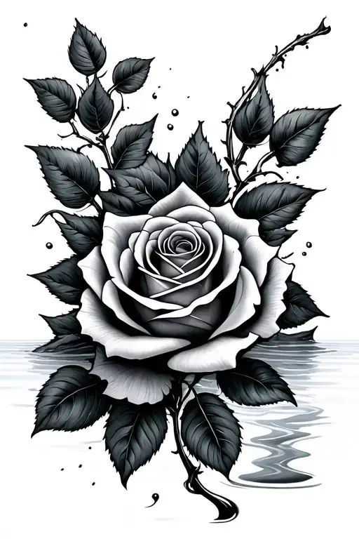 3 Rose Tattoo On The Water Design Featuring Elements