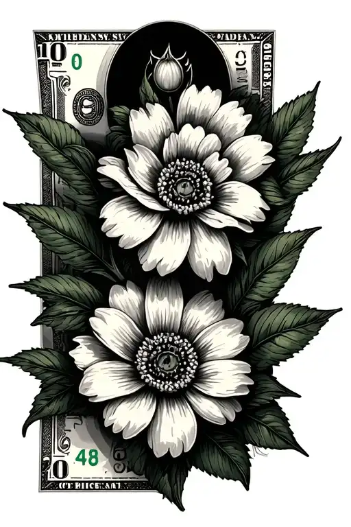 Money And Flower Combination Minimalist