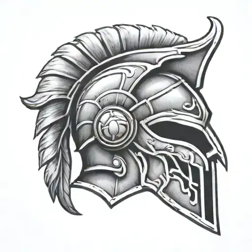 A Spartan Helmet Under Lion Head