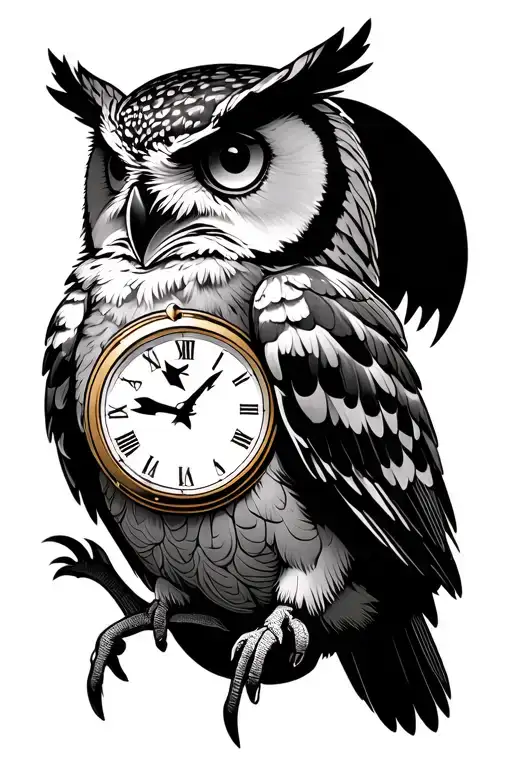 Owl With A Clock On His Chest