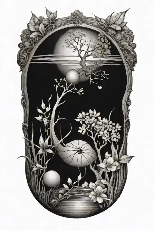 Tattoo Design Mixed Music And Nature