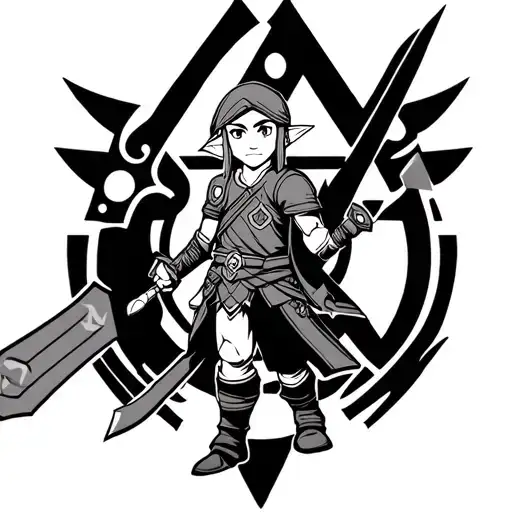 Link From Link To The Past And Windwaker And Triforce In The Background