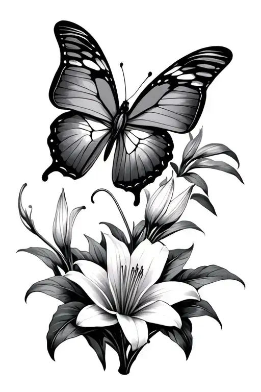 Butterfly And Lily