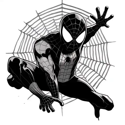Simple Fine Line Spiderman Shooting Webs